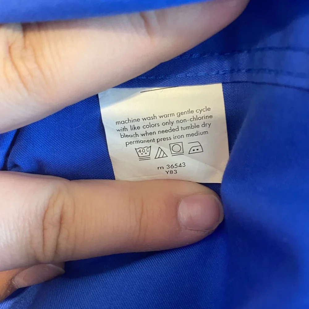 Chaps Classic Fit Twill Wrinkle Free Dress Shirt Blue Men Size 18-18.5 36-37
